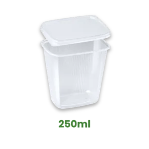 Plastová hranatá miska 500 ml s víčkem, PP průhledná