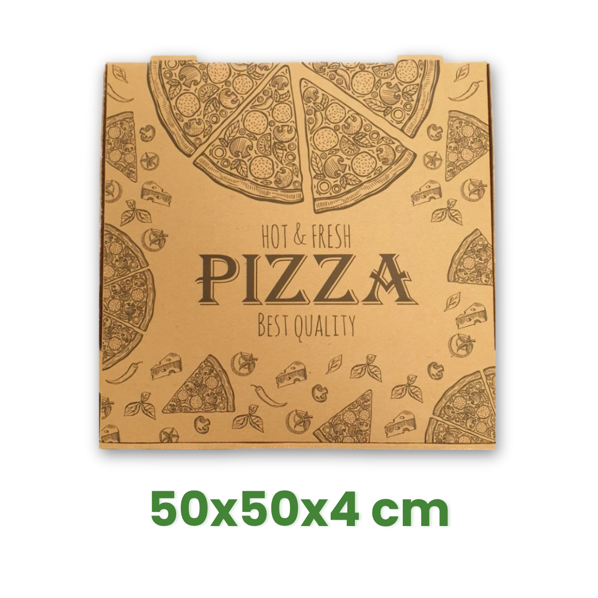 ECO PIZZA KRABICE KRAFT UNIVERZÁLNÍ POTISK 50x50x4, 50ks